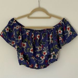 Hollister Tropical off the shoulder crop top